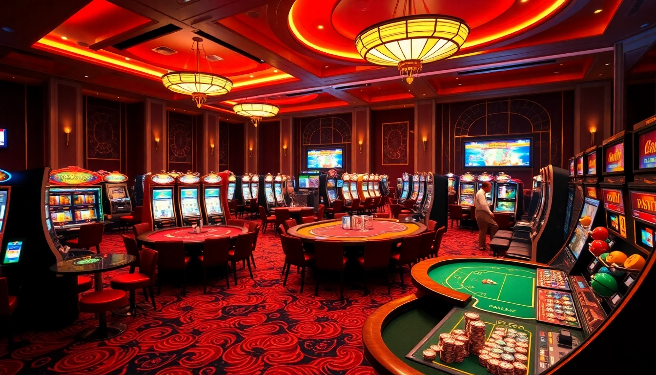 Exciting gaming atmosphere at go88 com with vibrant tables and enticing slot machines.