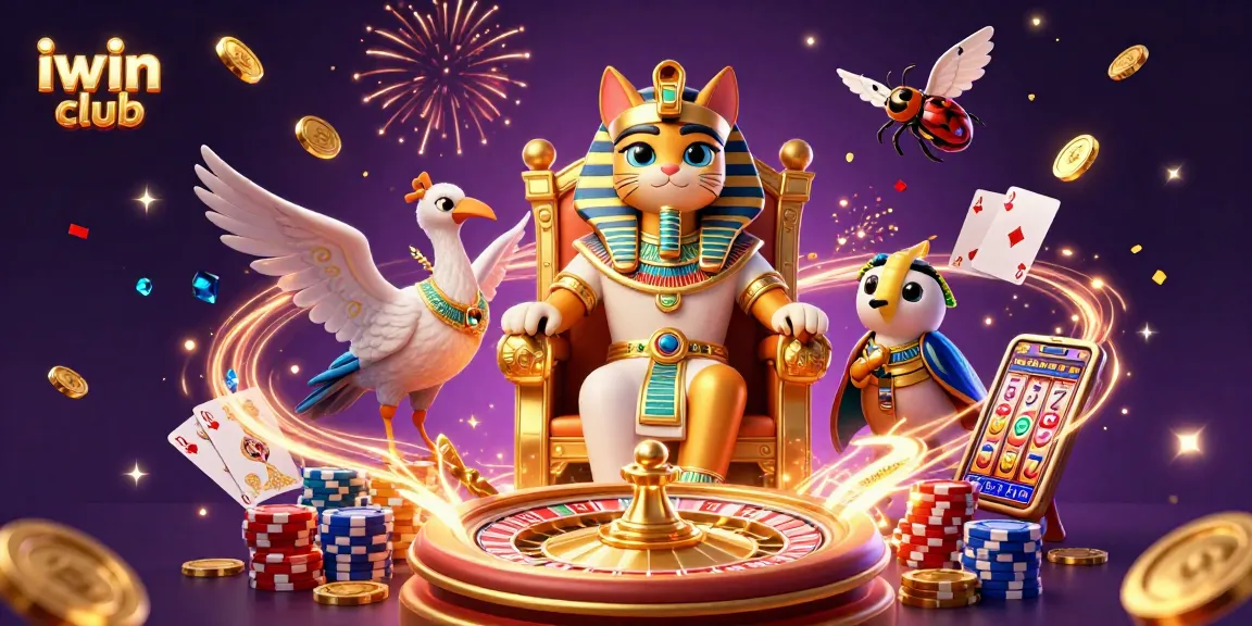 Engage in thrilling games at iwin club with a vibrant 3D casino scene of exciting characters and action.