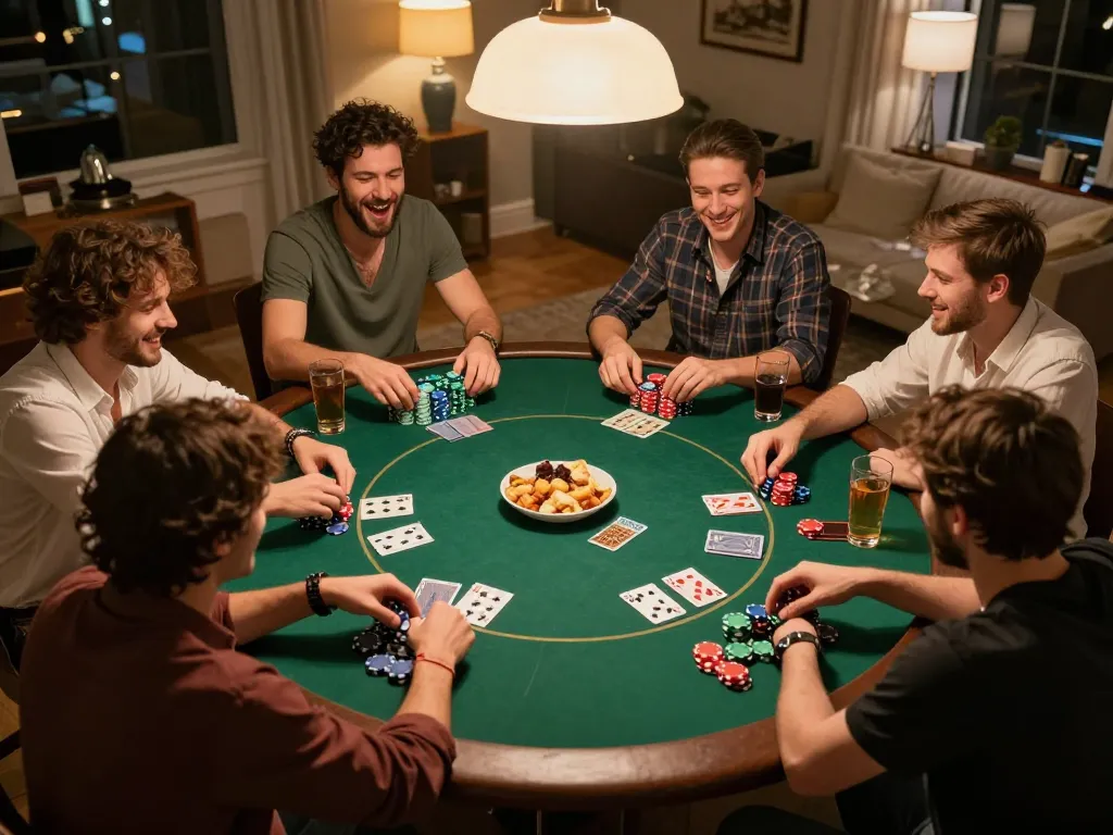 Friends enjoying a lively poker night while strategizing bets with cm8888 game elements present.