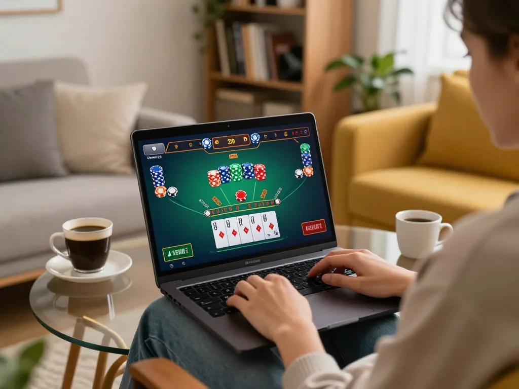 Experience excitement with 388bet while playing blackjack online in a cozy home setup.
