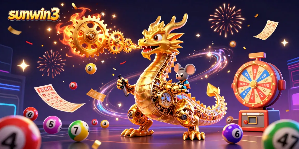 Experience thrilling gameplay at sunwin3 with a vibrant 3D illustration showcasing exciting casino elements.