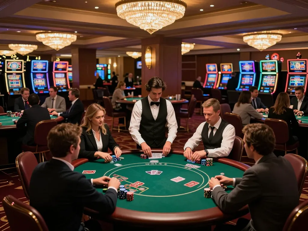 Exciting gameplay at https://luck8.review/ showcasing poker tables with players and dynamic card action.