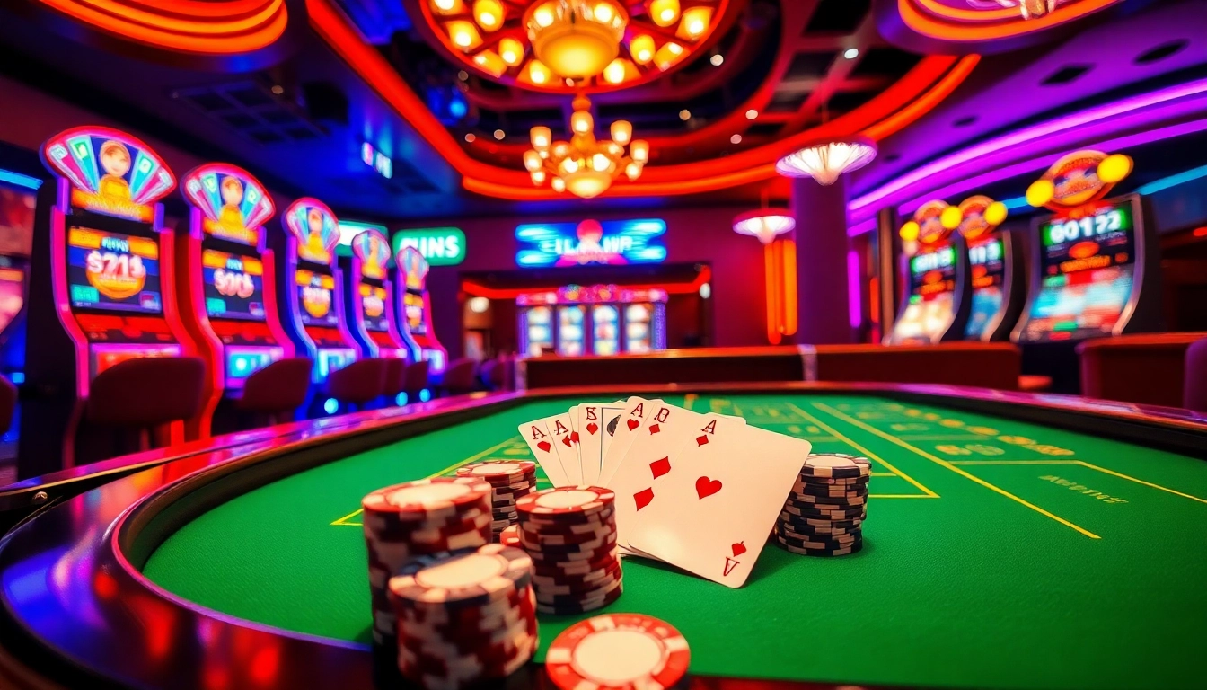 Engaging gaming scene displaying Đăng Nhập Nhà Cái 68VIP with vibrant slots and roulette tables.