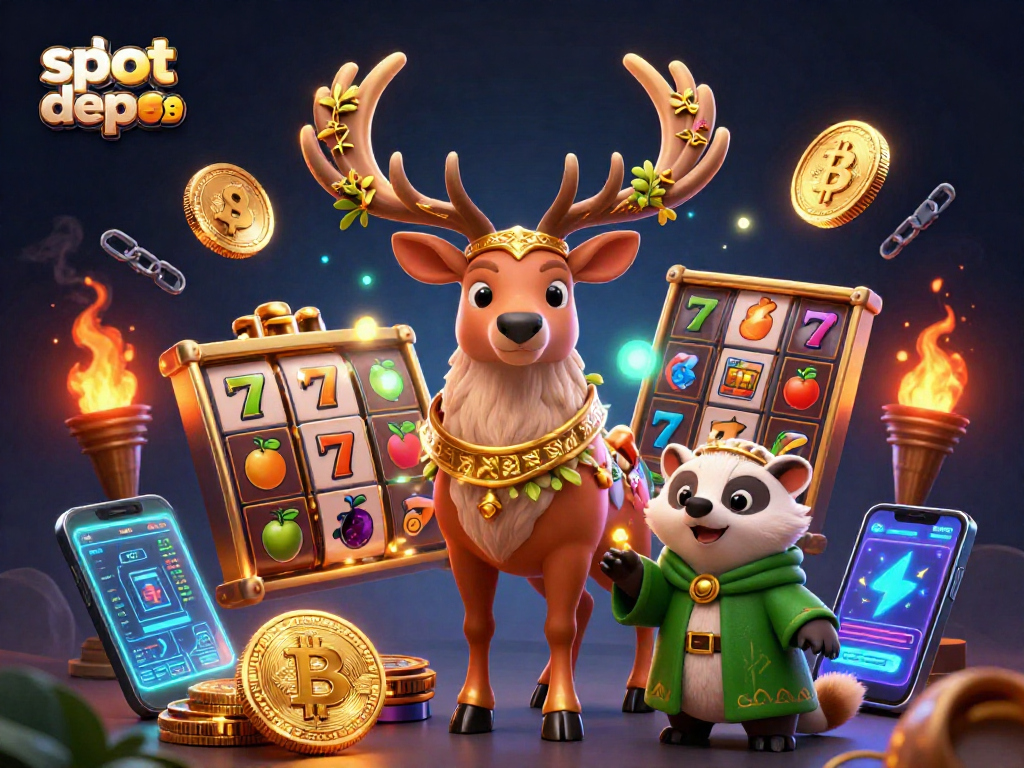 Win big with slot depo 5rb in a vibrant casino landscape showcasing rich slot elements