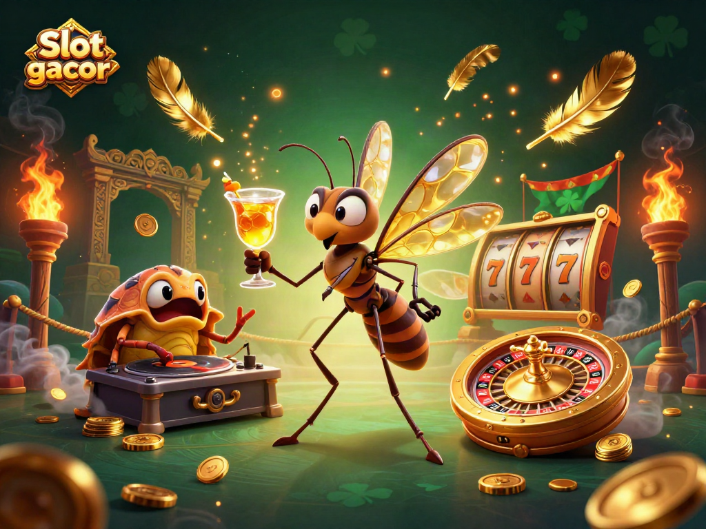 Engage with Slot gacor maxwin in a vibrant 3D casino scene featuring unique characters and dynamic elements.