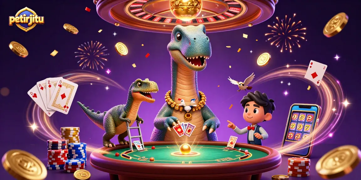 petirjitu menghadirkan suasana kasino dengan dinosaurus 3D yang unik dan permainan yang meriah