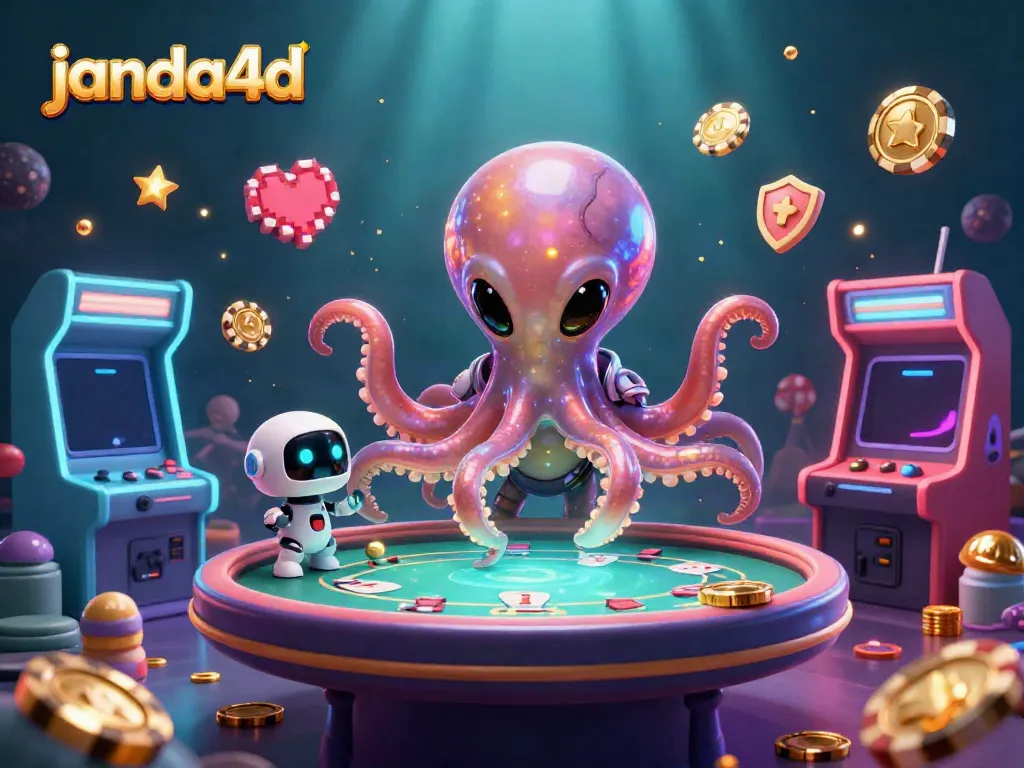 Alihkan perhatian dengan permainan kasino janda4d saat gurita alien memimpin meja poker holografis.