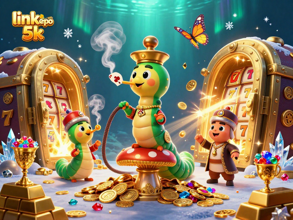 Experience the thrill of slot gaming at link depo 5k with vibrant casino elements and golden treasures.