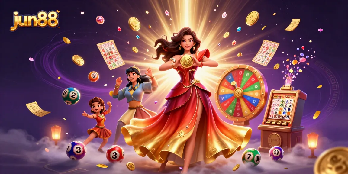Experience exciting gaming at jun88 with captivating visuals of a jackpot and vibrant casino elements.