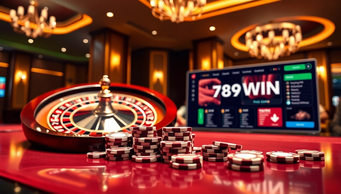 Experience the thrill of live gameplay at 789WIN with vibrant casino visuals and poker chips.
