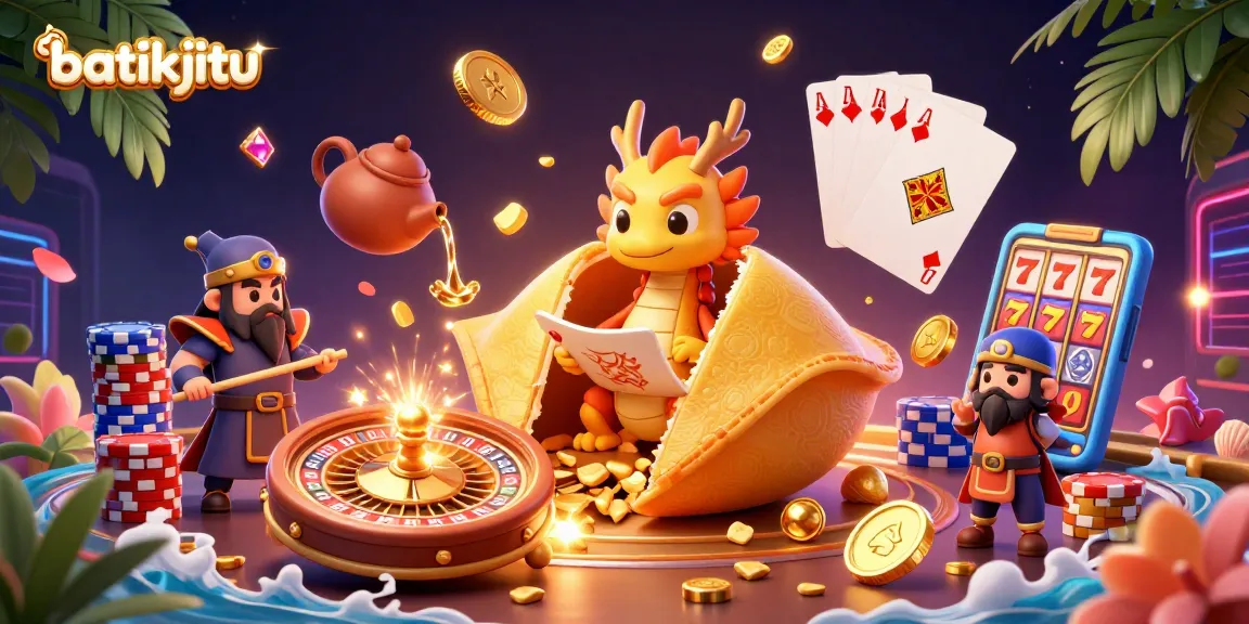 Batikjitu menyajikan suasana kasino dengan karakter kartun 3D dan simbol kemenangan yang unik.