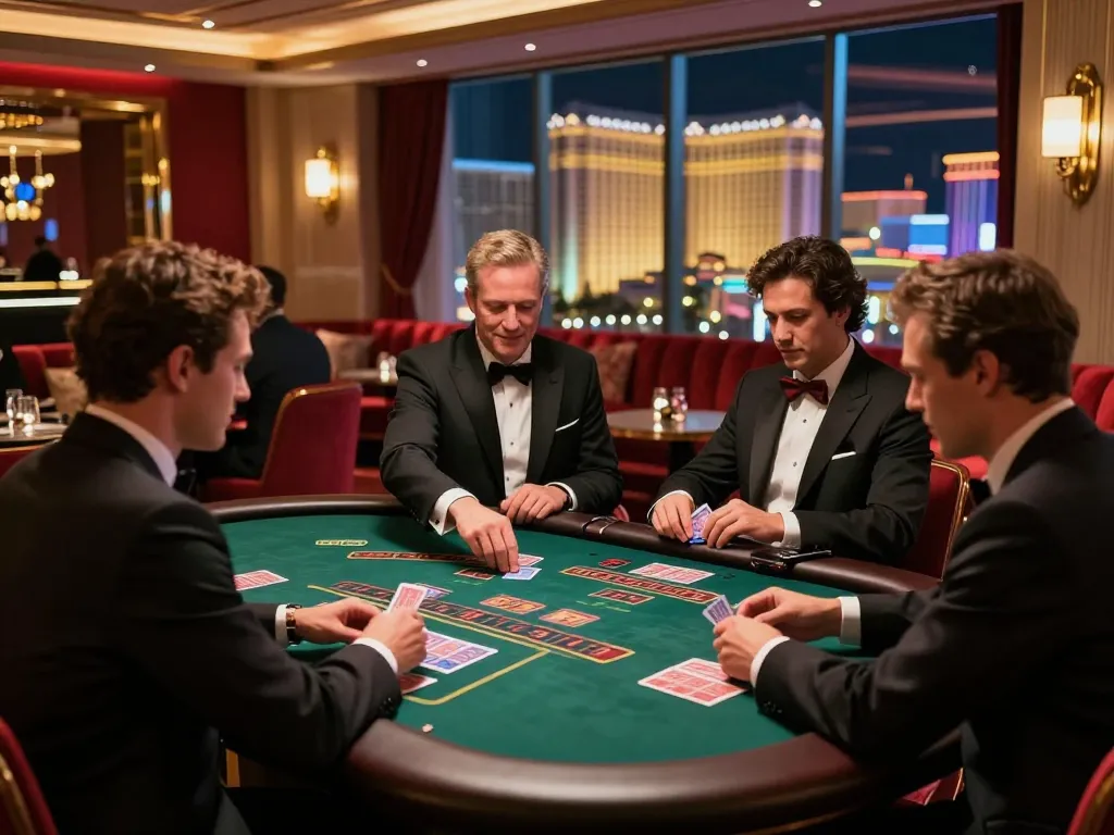 energileisureparks blackjack table with players placing bets in a vibrant Las Vegas casino