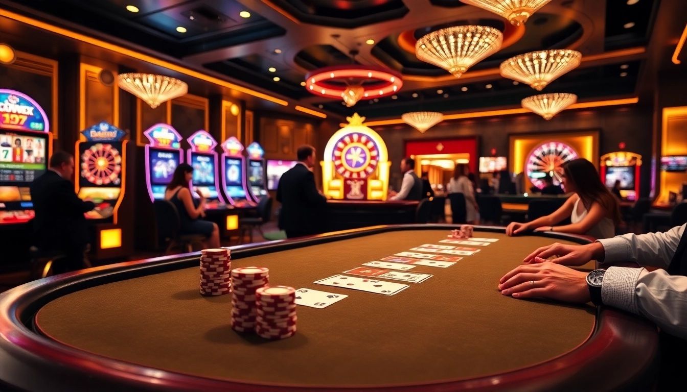 Experimenta la emoción de 8PG junto a jugadores en una mesa de casino moderna, iluminada y dinámica.