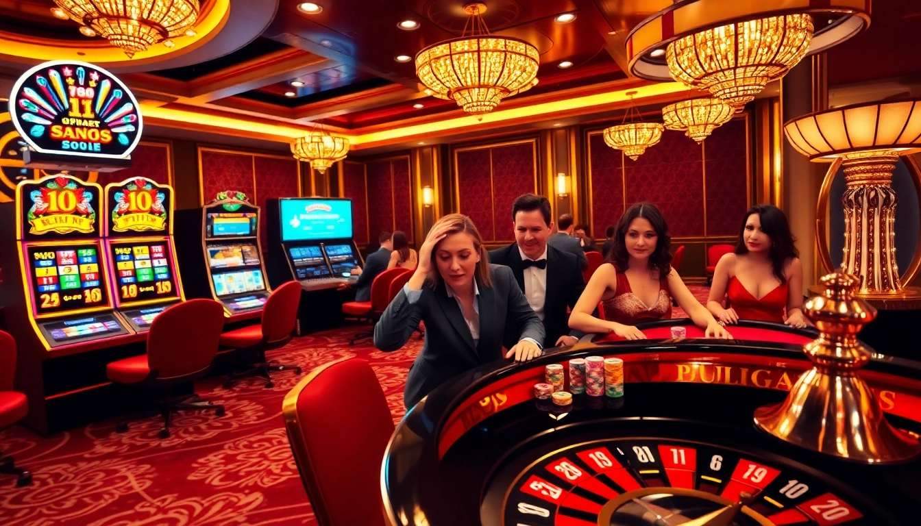 Personas disfrutando de diversos juegos de azar en la animada atmósfera del casino de 789g.