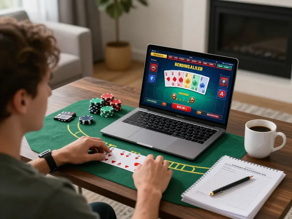 Engaging in thrilling blackjack action at Canadian online casinos, showcasing responsible gaming practices.
