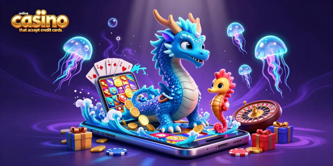 Engage with exciting online casinos that accept credit cards featuring vibrant casino elements and captivating underwater characters.