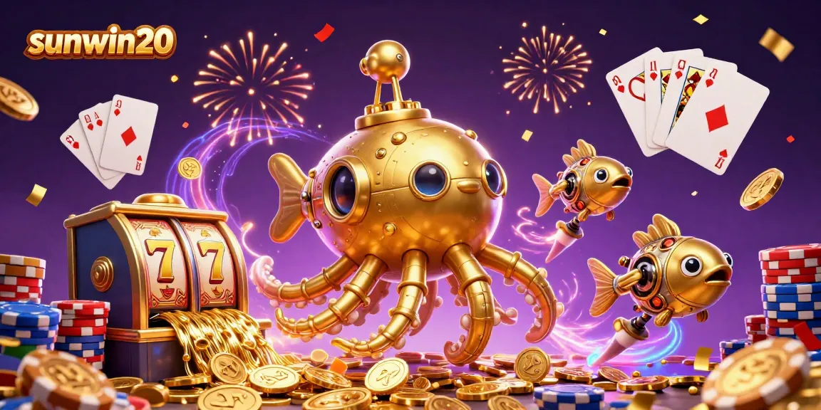 Experience thrilling slots and vibrant gameplay at sunwin20 with golden kraken and casino elements.