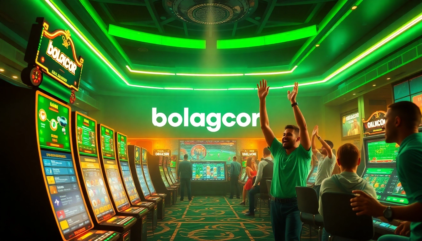 Bolagacor online gambling platform showcasing interactive gaming options and vibrant celebration atmosphere.