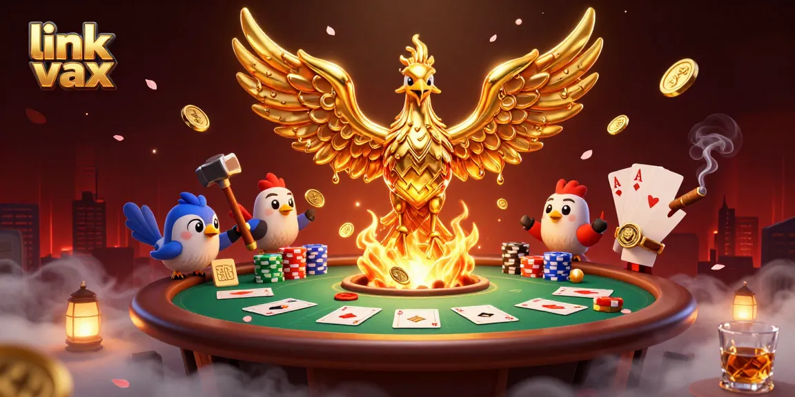 Experience winning action with link vmax featuring a golden phoenix amidst thrilling poker elements.