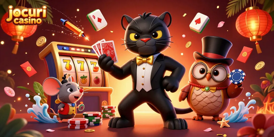 Joacă jocuri casino captivante cu personaje de casino și elemente pline de energie.