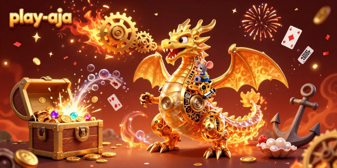 Experience the excitement of play-aja with a vibrant dragon and immersive gaming elements.