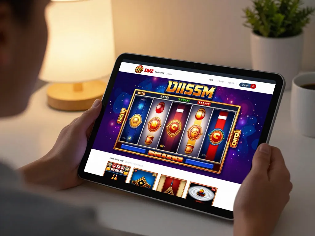 Engaging online slot game displayed on tablet, lsa gaming experience at home.