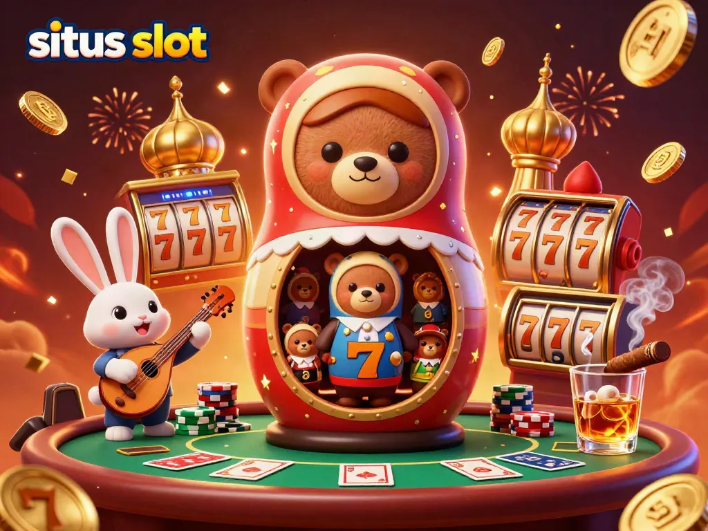Permainan slot gacor di situs slot dengan tema warna cerah dan elemen kasino menarik.