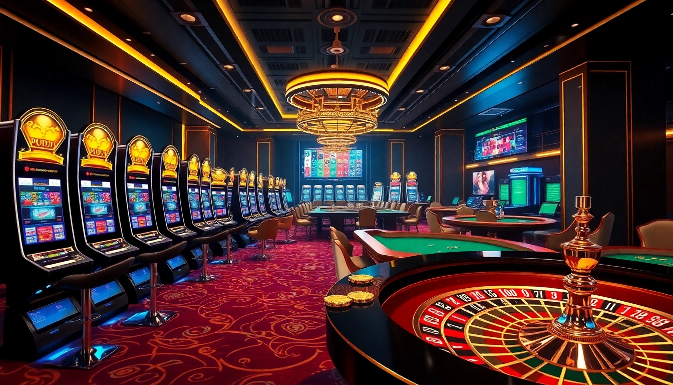 Experience thrilling gameplay at QQMacan with vibrant slot machines and a luxurious casino atmosphere.