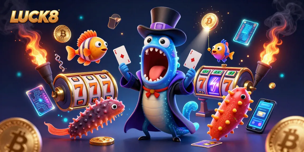 Experience thrilling LUCK8 gameplay with a colorful underwater magic show featuring animated marine life.