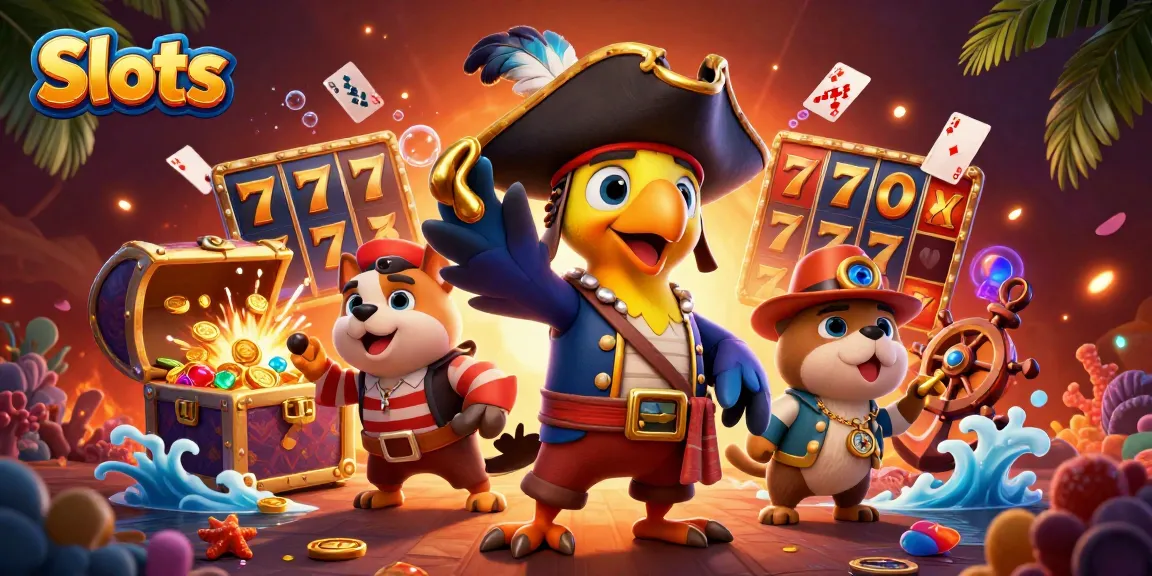 Spin the reels in vibrant Slots action with pirate characters joining the fun of winning treasures.
