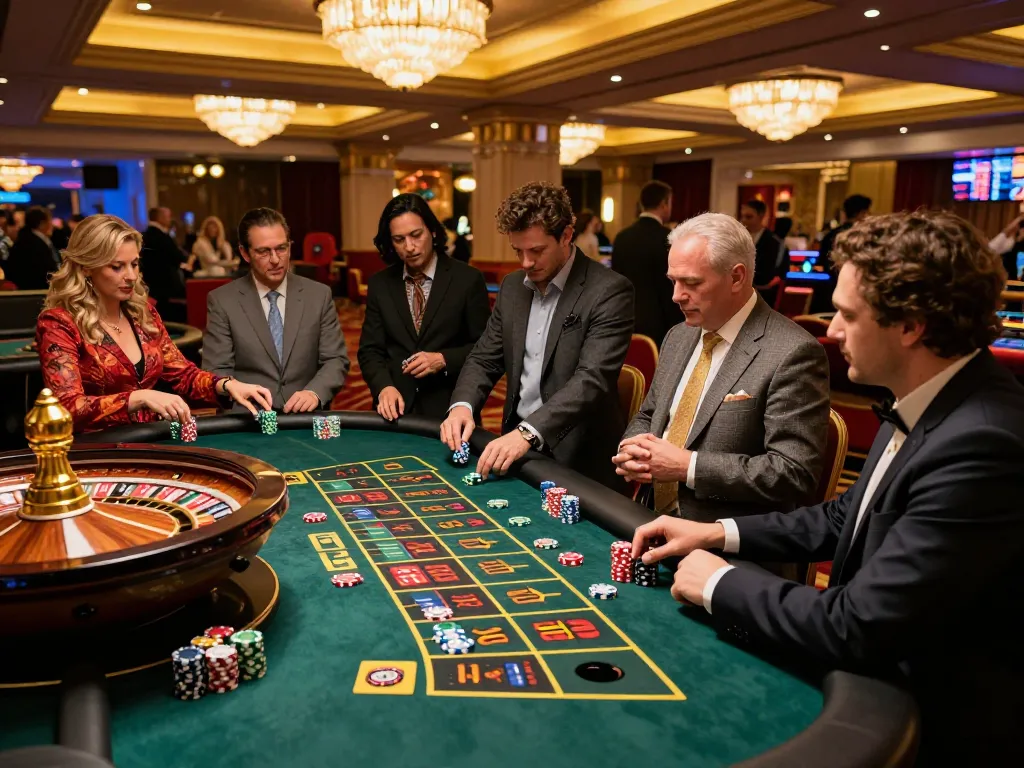 Players enjoying the action at the hitclub roulette table, showcasing vibrant chips and thrilling gameplay.