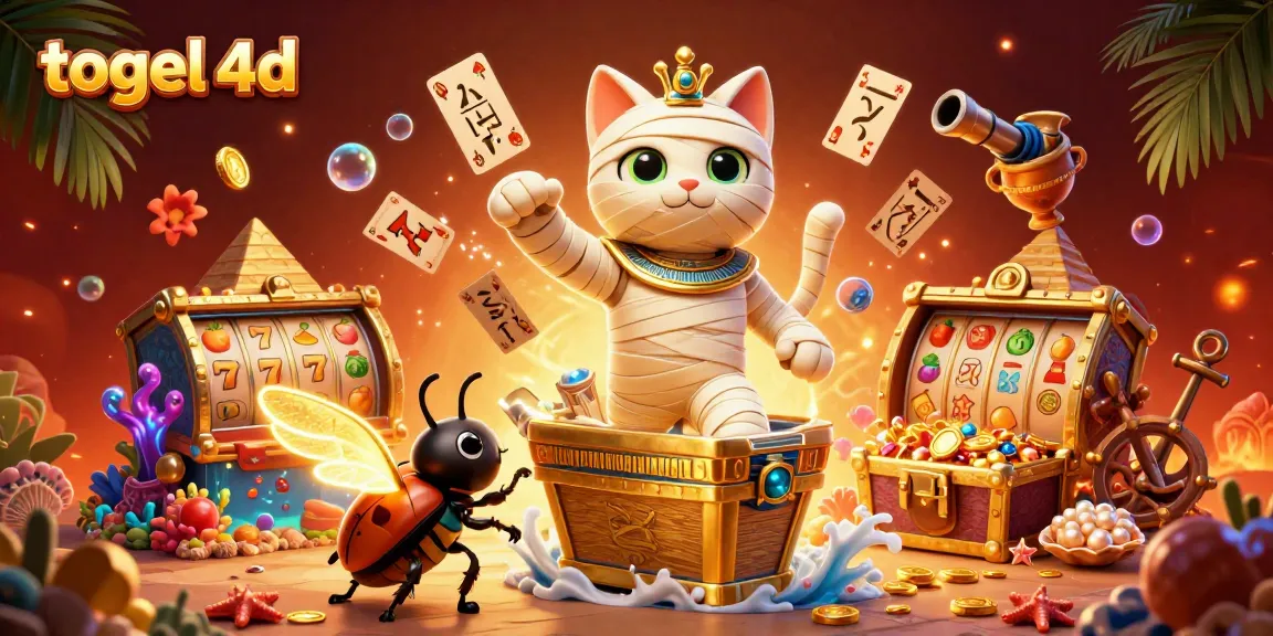 Experience the excitement of togel 4d with a vibrant 3D Egyptian cat casino illustration.
