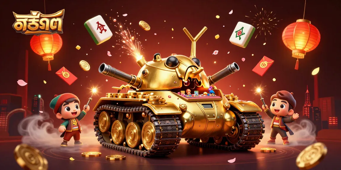 Experience the excitement of สล็อต with this vibrant 3D illustration featuring a golden beetle tank casino.