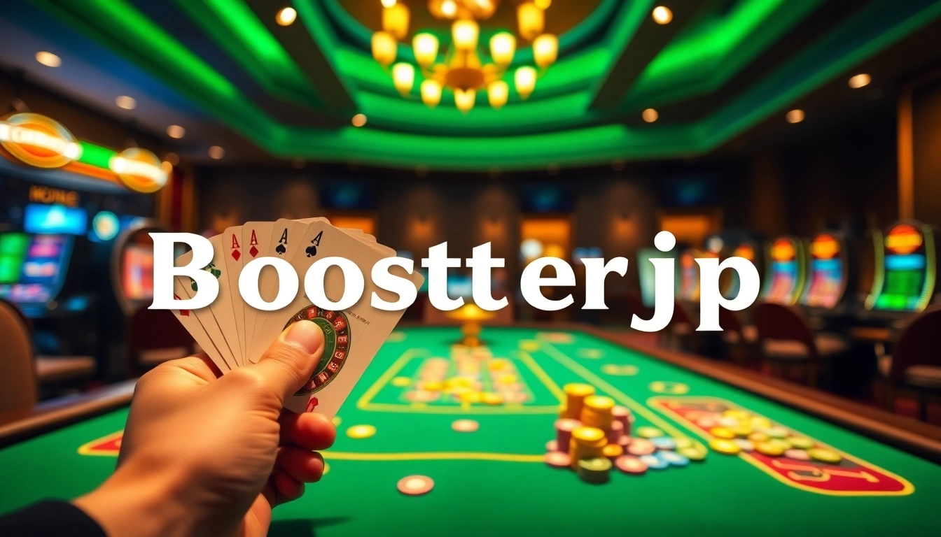 Boosterjp presents a thrilling poker game with exciting chips and winning cards.