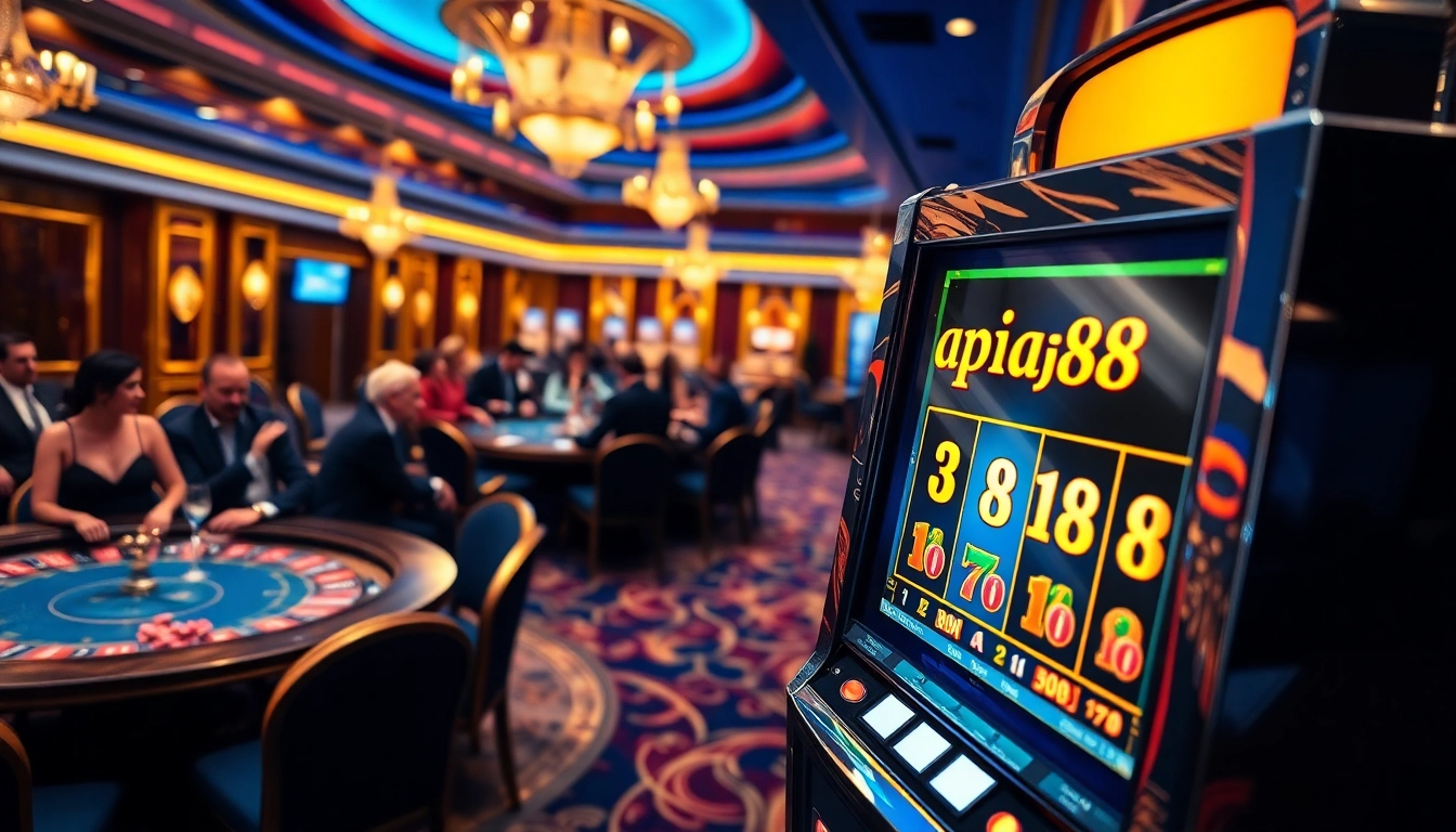 Engaging players winning at the slot apiraja88 in a luxurious casino environment.