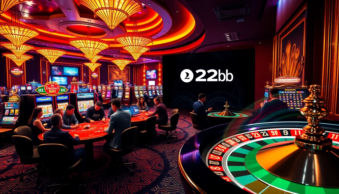 Players engaging in thrilling games at 222bd casino, showcasing excitement and luxury.