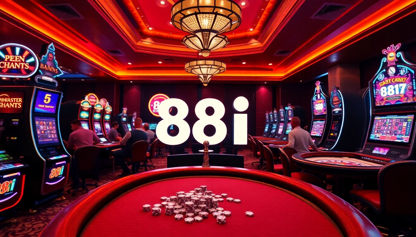 Players enjoying high-stakes gaming at 88i casino with vibrant tables and exciting atmosphere.