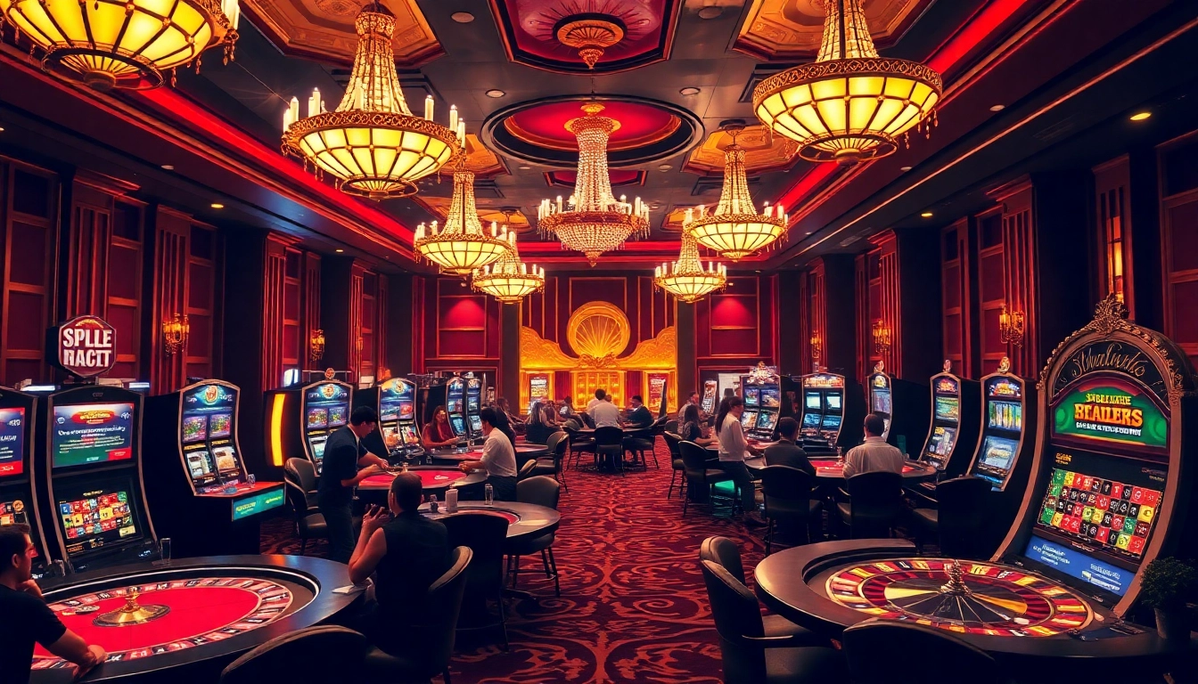 Experience the thrill of Gojekpot at a vibrant casino with players at roulette and slot machines.