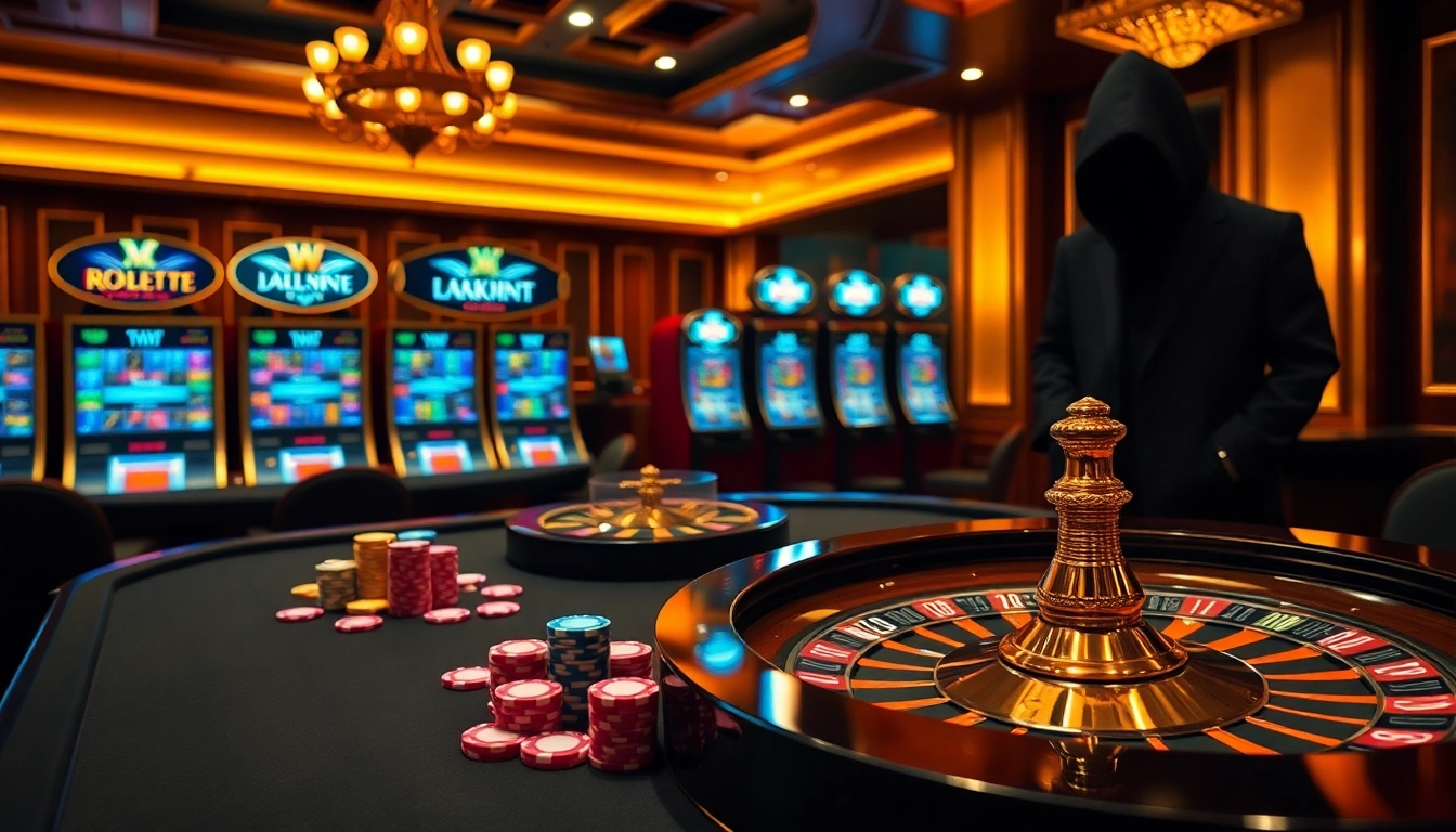 Engaging scene of an upscale casino table showcasing poker chips and roulette wheel, highlighting hidden wiki dark web elements.