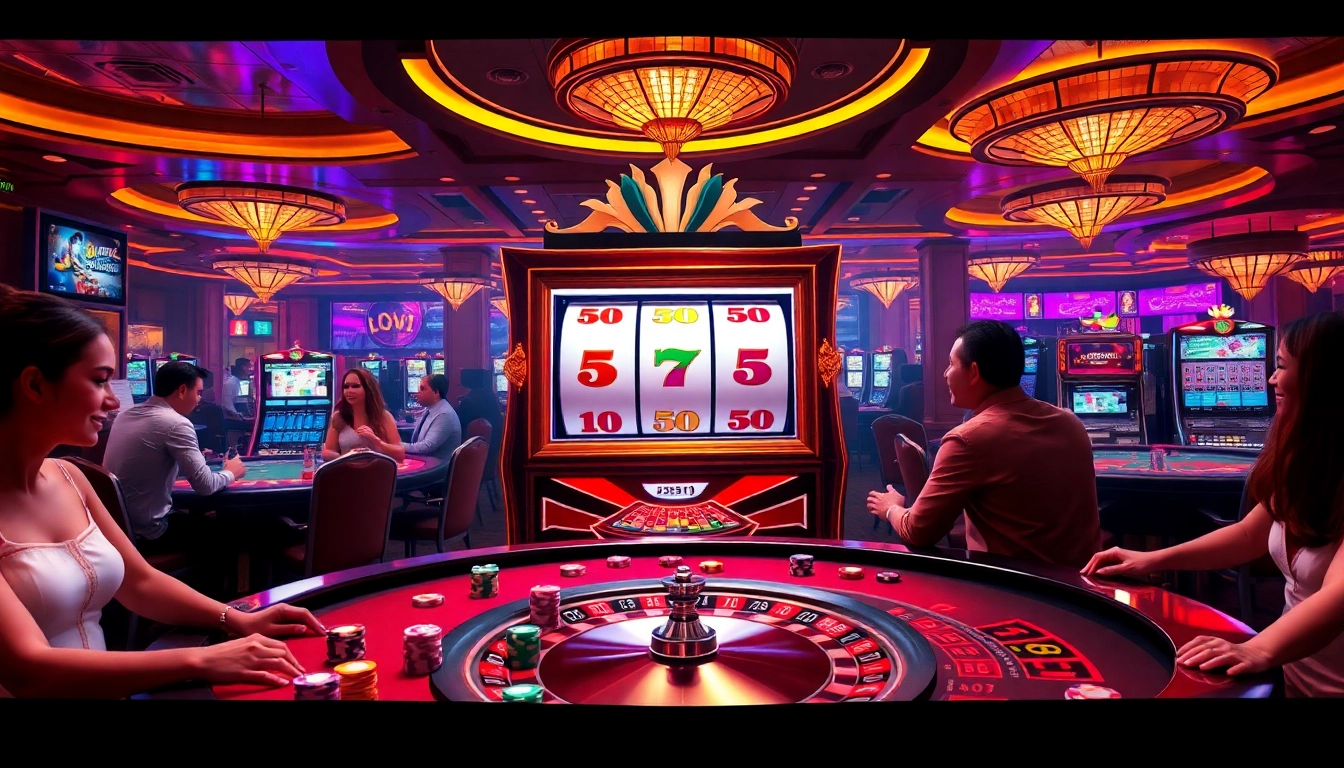 Experience the thrills of slot apiraja88 with exciting gameplay amidst vibrant casino lights.
