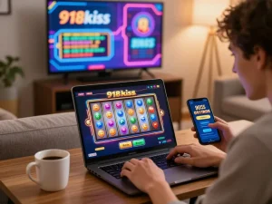 Experience free credit 918kiss with engaging online gaming setup featuring vibrant slots and excitement.