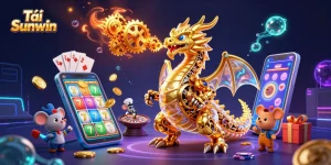 Tải Sunwin to experience vibrant casino adventure with animated golden dragon and slot games.